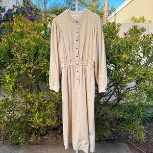 NEW XIRENA Audrey Dress Midi Long Sleeve Cream Corduroy Dress